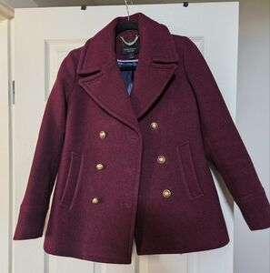 J. Crew Burgundy Peacoat Tailored Wool Blend